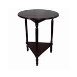 Benzara Adjustable Round Wooden End Table with Turned Legs, Cherry Brown