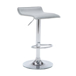 Benzara Contoured Leatherette Seat Metal Frame Swivel Barstool, Gray and Chrome