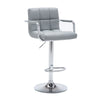 Benzara Leatherette Upholstered Swivel Barstool with Adjustable Height, Gray