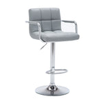 Benzara Leatherette Upholstered Swivel Barstool with Adjustable Height, Gray