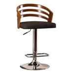 Benzara Modern Swivel Adjustable Barstool with Slatted Back, Brown and Chrome