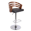 Benzara Modern Swivel Leatherette Barstool with Slatted Back, Brown and Black