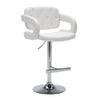 Benzara Swivel Barstool with Arms and Button Tufted Seating, White and Chrome