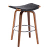 Benzara Backless Leatherette Seat Barstool with Circular Footrest, Brown and Black