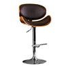 Benzara Leatherette Swivel Barstool with Curved Seat and Backrest, Brown and Black