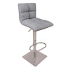 Benzara Leatherette Swivel Barstool with Square Stitched Seating,Gray and Chrome