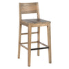 Benzara Reclaimed Wood Counter Stool with Cut Out Backrest, Distressed Brown