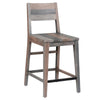 Benzara Reclaimed Wood Counter Stool with Cut Out Backrest, Distressed Gray