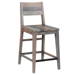 Benzara Reclaimed Wood Counter Stool with Cut Out Backrest, Distressed Gray