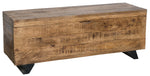 Benzara 46 Inch Rectangular Wooden Storage Trunk with Angled Metal Legs, Brown