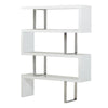 Benzara Zig Zag Wooden Frame Shelf Unit with Metal Braces Support, White and Silver