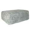 Benzara Transitional Style Rectangular Cotton Pouf with Block Print Design, Gray