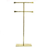 Benzara Double T Shaped Iron Jewellery Stand with Flat Base, Gold