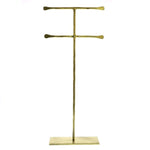 Benzara Double T Shaped Iron Jewellery Stand with Flat Base, Gold