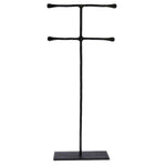 Benzara Double T Shaped Iron Jewellery Stand with Flat Base, Black