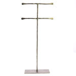 Benzara Double T Shaped Iron Jewellery Stand with Flat Base, Silver