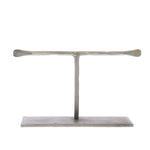 Benzara T Shaped Iron Jewellery Stand with Flat Base and Flattened Ends, Silver