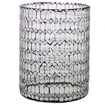 Benzara Modern Style Glass Hurricane with Honeycomb Patterned Design, Black