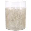Benzara Modern Style Glass Hurricane with Sand Enamel Design, Beige