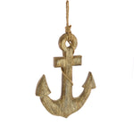 Benzara Contemporary Styled Wooden Large Size Anchor with Rope, Brown