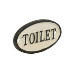 Benzara Traditional Metal Toilet Sign with Hand Painted Design, Black and White