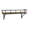 Benzara Transitional Style Wooden Wall Shelf with Metal Brackets, Black and Brown