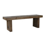 Benzara 55 Inch Plank Style Wooden Bench, Rustic Brown