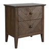 Benzara 2 Drawer Nightstand with Herringbone Pattern and Chamfered Legs, Brown