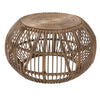 Benzara Handwoven Round Rattan Coffee Table with Concentric Circle Top, Brown