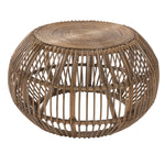 Benzara Handwoven Round Rattan Coffee Table with Concentric Circle Top, Brown