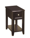 Benzara 1 Drawer Chair Side End Table with Open Bottom Shelf, Dark Brown