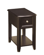 Benzara 1 Drawer Chair Side End Table with Open Bottom Shelf, Dark Brown
