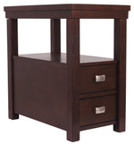 Benzara 2 Drawer Chair Side End Table with Open Shelf, Dark Brown