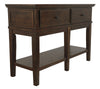 Benzara 2 Drawer Wooden Console Table with Block Feet and Open Bottom Shelf, Brown