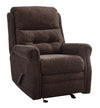 Benzara Button Tufted Wooden Recliner with Gliding Mechanism, Brown