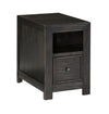 Benzara Chair Side End Table with Lift Top Storage and Open Cubby, Black