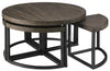 Benzara Contemporary Wood and Metal Cocktail Table with 4 Stools, Brown and Black