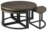 Benzara Contemporary Wood and Metal Cocktail Table with 4 Stools, Brown and Black