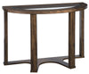 Benzara Crescent Moon Shaped Wooden Sofa Table with Glass Inlays, Brown