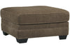 Benzara Fabric Upholstered Over Sized Ottoman with Tapered Block Legs, Brown