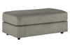 Benzara Fabric Upholstered Rectangular Ottoman with Tubular Legs, Gray