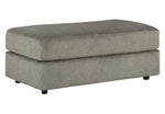 Benzara Fabric Upholstered Rectangular Ottoman with Tubular Legs, Gray