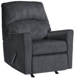 Benzara Fabric Upholstered Rocker Recliner with Tufted Back, Charcoal Gray