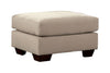 Benzara Fabric Upholstered Rectangular Ottoman with Tapered Block Legs, Beige