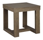 Benzara Grained Wooden Frame End Table with Trestle Base, Taupe Brown