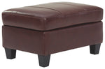 Benzara Leatherette and Fabric Upholstered Rectangular Ottoman, Cherry Brown