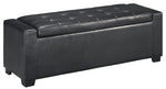 Benzara Leatherette Upholstered Storage Bench with Button Tufted Details, Black