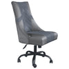 Benzara Leatherette Wooden Frame Swivel Gaming Chair, Gray and Black