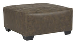 Benzara Over Sized Ottoman with Tapered Block Legs and Jumbo Stitching, Brown