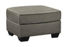 Benzara Rectangular Fabric Upholstered Ottoman with Tapered Block Legs, Gray